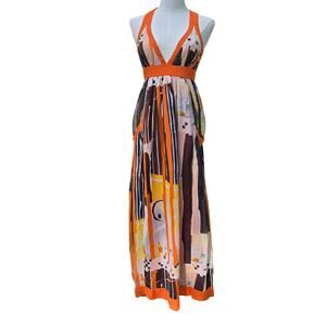 French Connection Italian Summer Tennis core Boho Babydoll Maxi Dress Size 4